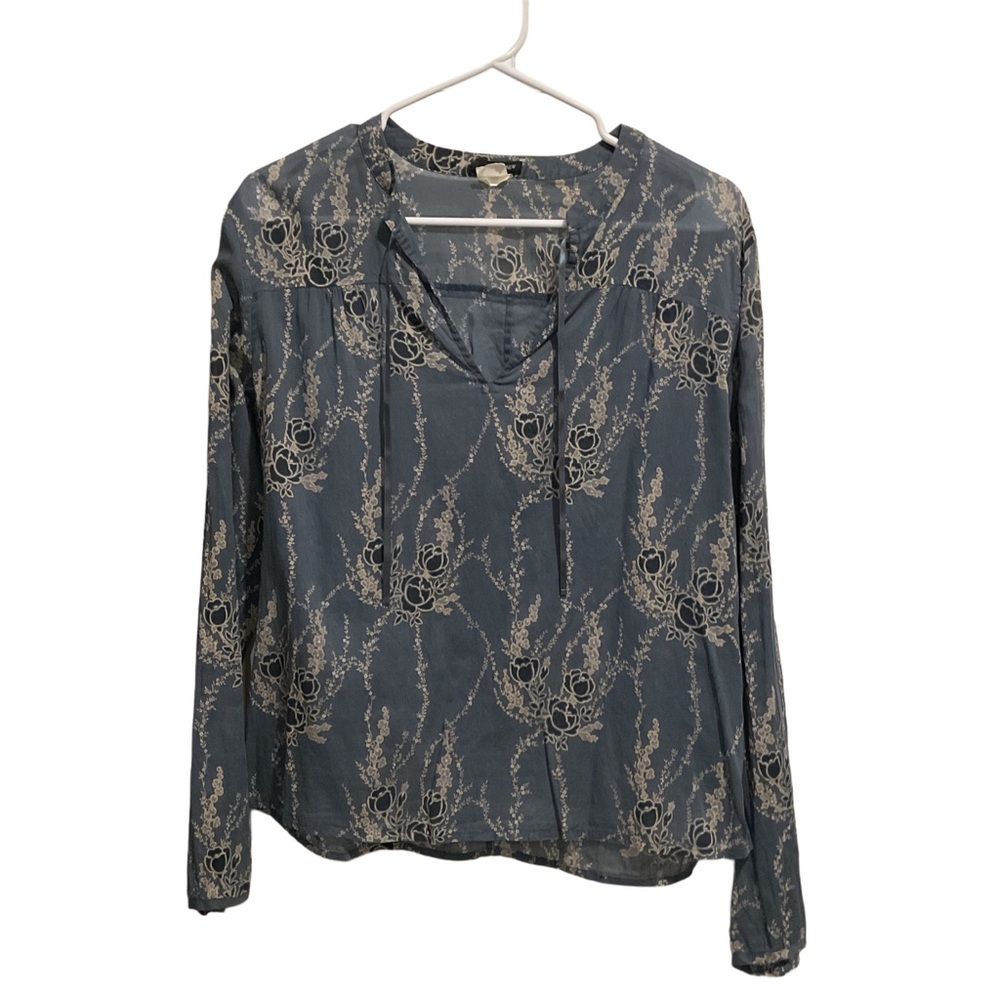 J. Crew‎ Floral Print Blouse Long Sleeve Semi-Sheer